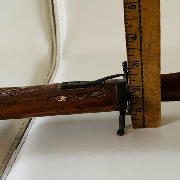 Vintage Hand Carved Wood and Brass Meat Carving Set Knife/Fork Made In India - Picture 8 of 9